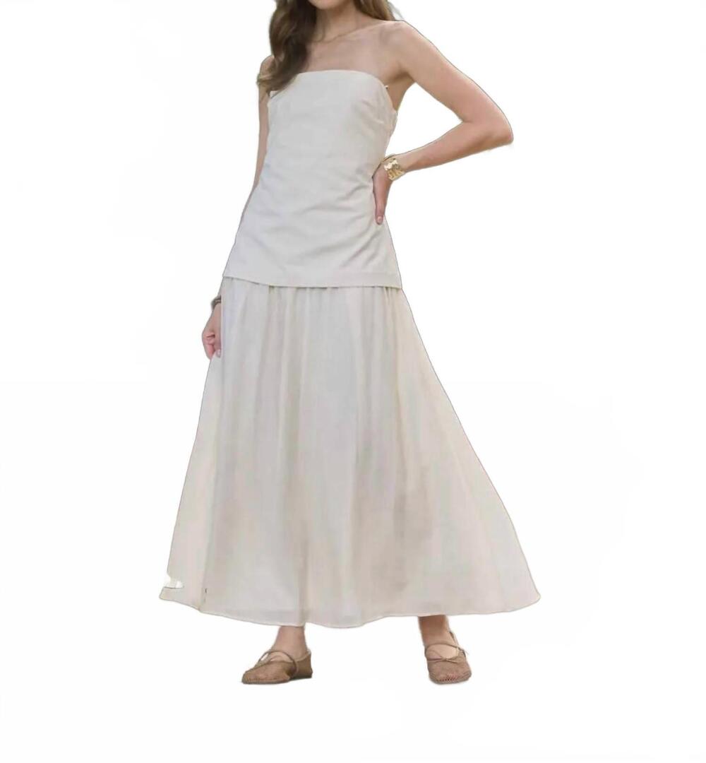 NEW MOON RIVER tube top longline midi dress in cream